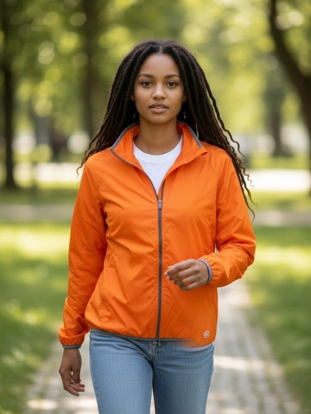 NOVARA Orange Zip Front Sports Jacket Size Large Running Walking Lightweight